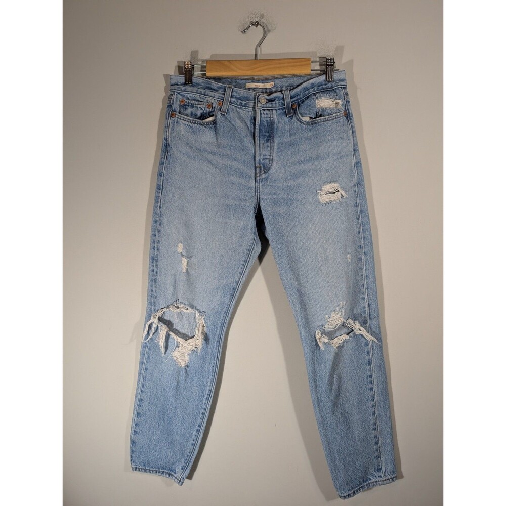 Levi's Wedgie Fit High Rise Jeans Womens Sz 29 Distressed Festival Grunge Boho
